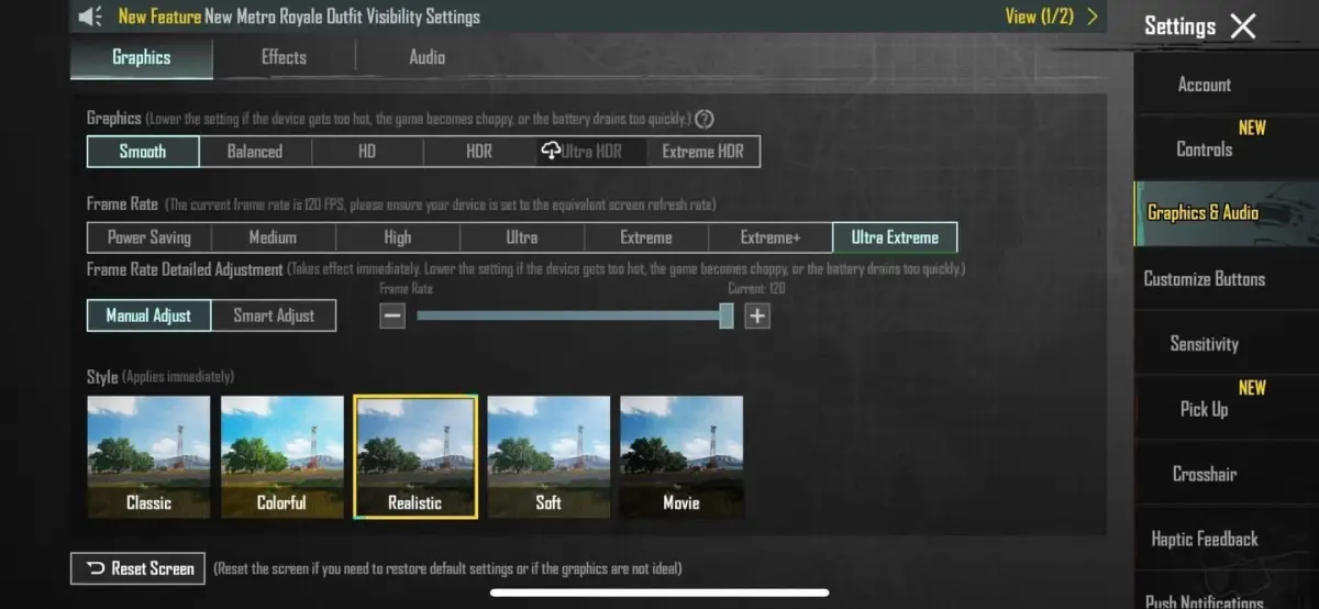 رابط کاربری و تنظیمات بازی در آپدیت جدید پابجی موبایل نسخه ۴.۲
